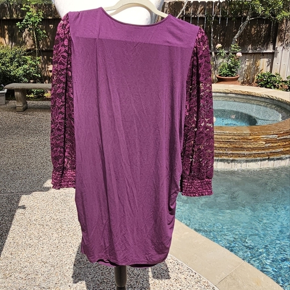 Nwot Torrid Lace V-Neck Ruched Front Long Sleeve Top dress 3 - Picture 8 of 13